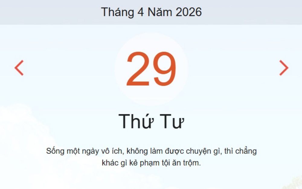 Xem lịch âm hôm nay 29/04