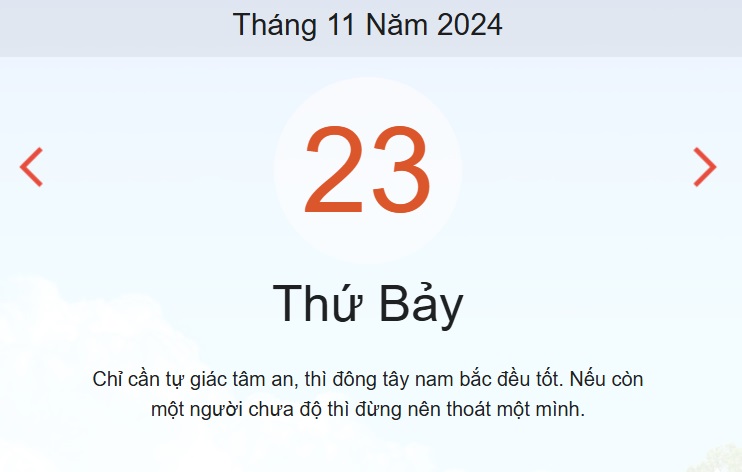 Lịch âm 23/11 - Âm lịch hôm nay 23/11 chính xác - lịch vạn niên ngày 23/11/2024