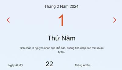 Lịch âm 1/2 - Âm lịch hôm nay 1/2 nhanh và chính xác - lịch vạn niên 1/2/2024