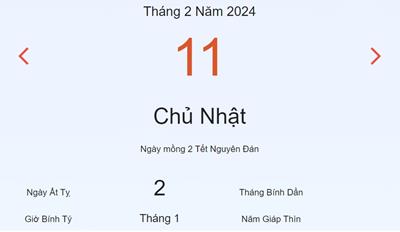 Lịch âm 11/2 - Âm lịch hôm nay 11/2 nhanh và chính xác - lịch vạn niên 11/2/2024