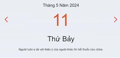 Lịch âm 11/5 - Âm lịch hôm nay 11/5 nhanh chóng, chính xác - lịch vạn niên 11/5/2024