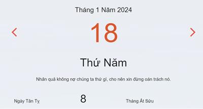 Lịch âm 18/1 - Âm lịch hôm nay 18/1 nhanh và chính xác - lịch vạn niên 18/1/2024