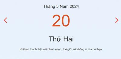 Lịch âm 20/5 - Âm lịch hôm nay 20/5 nhanh chóng, chính xác - lịch vạn niên 20/5/2024