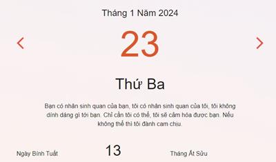 Lịch âm 23/1 - Âm lịch hôm nay 23/1 nhanh và chính xác - lịch vạn niên 23/1/2024