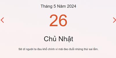 Lịch âm 26/5 - Âm lịch hôm nay 26/5 nhanh, chính xác - lịch vạn niên 26/5/2024