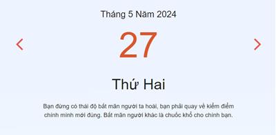 Lịch âm 27/5 - Âm lịch hôm nay 27/5 nhanh, chính xác - lịch vạn niên 27/5/2024