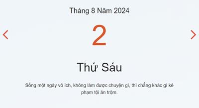 Lịch âm 2/8 - Âm lịch hôm nay 2/8/2024 nhanh và chính xác nhất - lịch vạn niên 2/8/2024