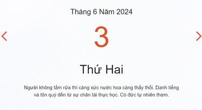 Lịch âm 3/6 - Âm lịch hôm nay 3/6 chính xác - lịch vạn niên 3/6/2024