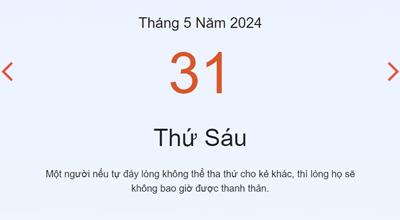 Lịch âm 31/5 - Âm lịch hôm nay 31/5 chính xác - lịch vạn niên 31/5/2024