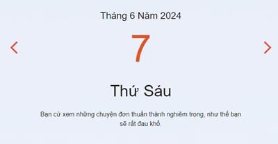 Lịch âm 7/6 - Âm lịch hôm nay 7/6 nhanh và chính xác - lịch vạn niên 7/6/2024