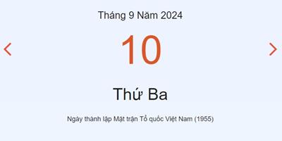 Lịch âm 10/9, Âm lịch hôm nay 10/9 chính xác nhất - lịch vạn niên 10/9/2024