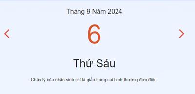 Lịch âm 6/9 - Âm lịch hôm nay 6/9 chính xác nhất - lịch vạn niên 6/9/2024