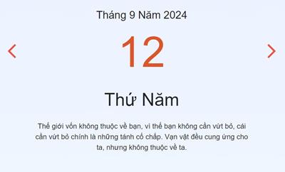 Lịch âm 12/9 - Âm lịch hôm nay 12/09 chính xác - lịch vạn niên 12/9/2024