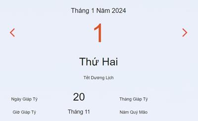 Lịch âm 1/1 - Âm lịch hôm nay 1/1 nhanh, chính xác - lịch vạn niên 1/1/2024