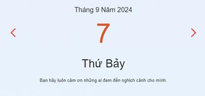 Lịch âm 7/9 - Âm lịch hôm nay 7/9 chính xác nhất - lịch vạn niên 7/9/2024