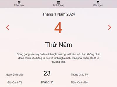 Lịch âm 4/1 - Âm lịch hôm nay 4/1 nhanh, chính xác - lịch vạn niên 4/1/2024