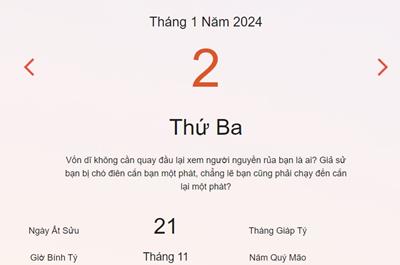 Lịch âm 2/1 - Âm lịch hôm nay 2/1 nhanh, chính xác - lịch vạn niên 2/1/2024