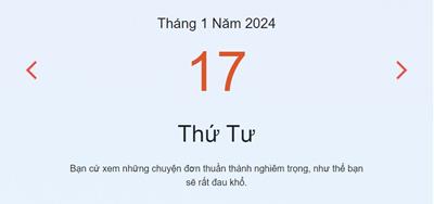 Lịch âm 17/1 - Âm lịch hôm nay 17/1 nhanh và chính xác - lịch vạn niên 17/1/2024