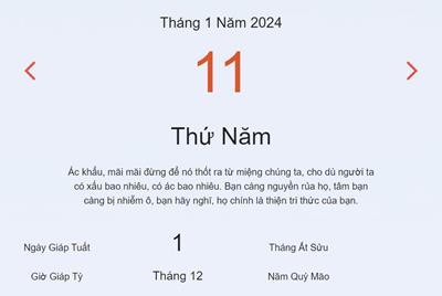 Lịch âm 11/1 - Âm lịch hôm nay 11/1 nhanh và chính xác - lịch vạn niên 11/1/2024