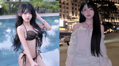 "Top 1 girl phố" Bùi Trà thả dáng bên hồ bơi hút ánh nhìn