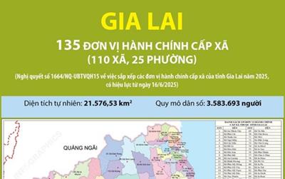 Danh sách 135 đơn vị hành chính cấp xã của tỉnh Gia Lai năm 2025 (mới)