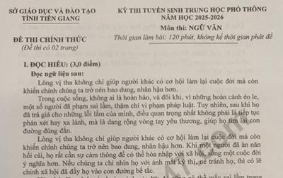 Đề thi và đáp án vào lớp 10 năm 2025 môn Văn tại Tiền Giang