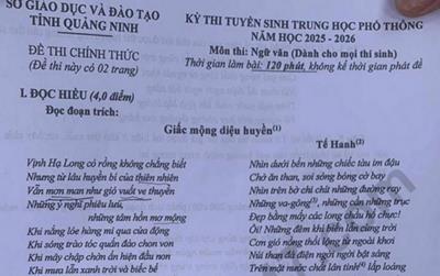 Đề thi và đáp án vào lớp 10 năm 2025 môn Văn tại Quảng Ninh