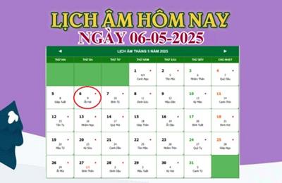 Lịch âm 6/5 - Âm lịch hôm nay 6/5 chính xác nhất - lịch vạn niên ngày 6/5/2025