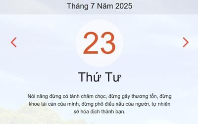 Lịch âm 23/7 - Âm lịch hôm nay 23/7 chính xác nhất - lịch vạn niên ngày 23/7/2025