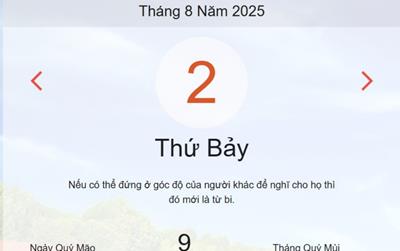 Lịch âm 2/8 - Âm lịch hôm nay 2/8 chính xác nhất - lịch vạn niên ngày 2/8/2025