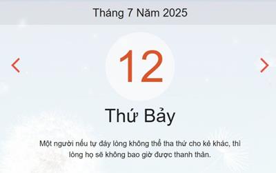 Lịch âm 12/7 - Âm lịch hôm nay 12/7 chính xác nhất - lịch vạn niên ngày 12/7/2025