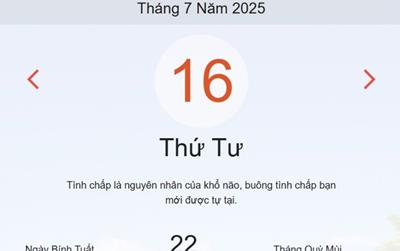 Lịch âm 16/7 - Âm lịch hôm nay 16/7 chính xác nhất - lịch vạn niên ngày 16/7/2025