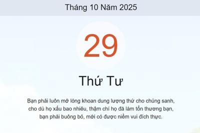 Xem lịch âm dương hôm nay 29/10