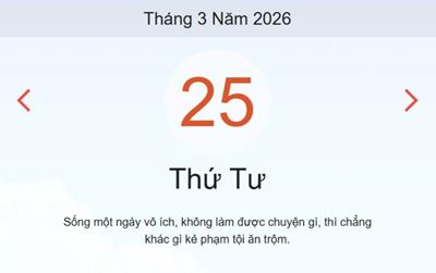 Xem lịch âm dương hôm nay 25/3