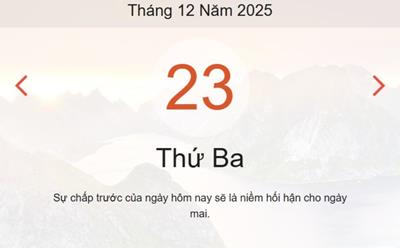 Xem lịch âm dương hôm nay 23/12