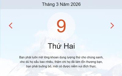 Xem lịch âm dương hôm nay 9/3