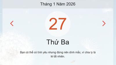 Xem ngay lịch âm dương hôm nay 27/01