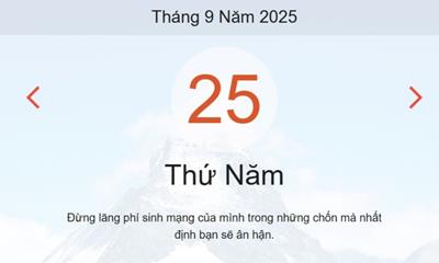 Lịch âm 25/9 - Âm lịch hôm nay 25/9 chính xác nhất - lịch vạn niên ngày 25/9/2025