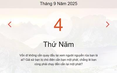 Lịch âm 4/9 - Âm lịch hôm nay 4/9 chính xác nhất - lịch vạn niên ngày 4/9/2025