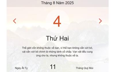 Lịch âm 4/8 - Âm lịch hôm nay 4/8 chính xác nhất - lịch vạn niên ngày 4/8/2025