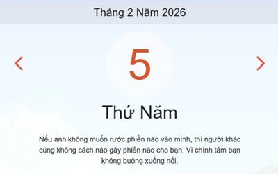 Xem ngay lịch âm dương hôm nay 5/02