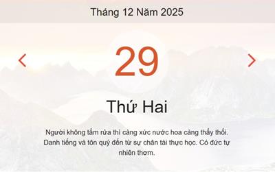 Xem lịch âm dương hôm nay 29/12