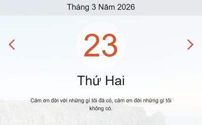 Xem lịch âm dương hôm nay 23/3