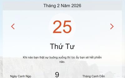 Xem lịch âm dương hôm nay 25/2