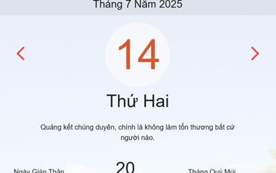 Lịch âm 14/7 - Âm lịch hôm nay 14/7 chính xác nhất - lịch vạn niên ngày 14/7/2025