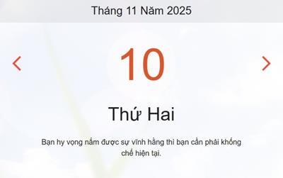 Lịch âm 10/11 - Âm lịch hôm nay 10/11 chính xác nhất - lịch vạn niên ngày 10/11/2025