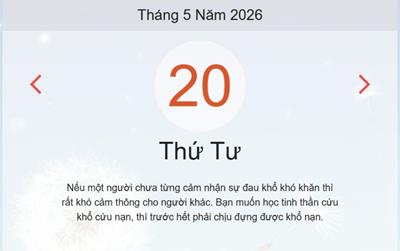 Xem lịch âm dương hôm nay 20/05
