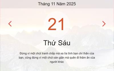 Xem lịch âm dương hôm nay 21/11