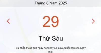 Lịch âm 29/8 - Âm lịch hôm nay 29/8 chính xác nhất - lịch vạn niên ngày 29/8/2025