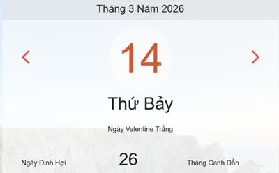 Xem lịch âm dương hôm nay 14/3